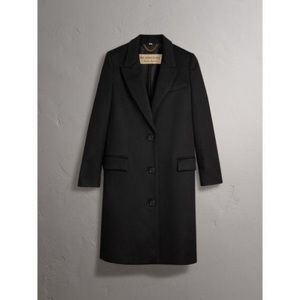 Burberry Wool Cashmere Tailored Coat in Black